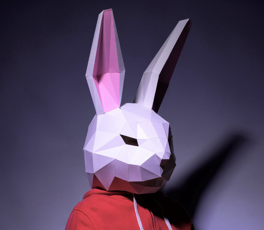 Plantilla de máscara de conejo: máscara de papel, máscara de papercraft,
