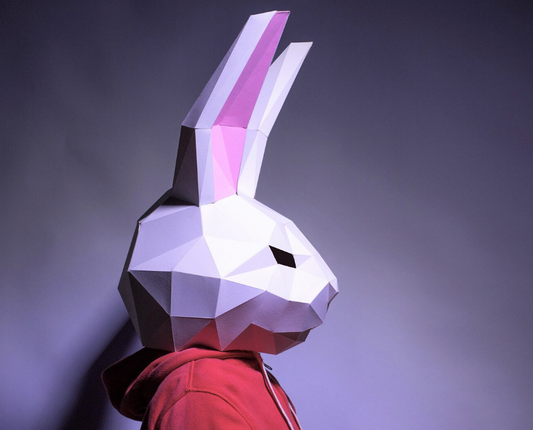 Plantilla de máscara de conejo: máscara de papel, máscara de papercraft,