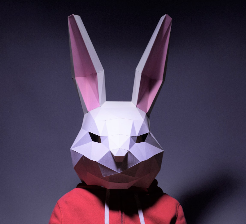 Plantilla de máscara de conejo: máscara de papel, máscara de papercraft,