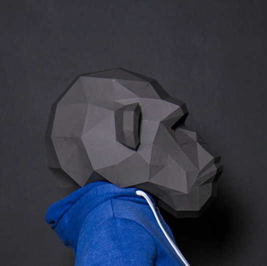 Máscara de chimpancé Artesanía de papel, Plantilla digital, Origami, Descarga PDF DIY, Low Poly, Máscara 3D